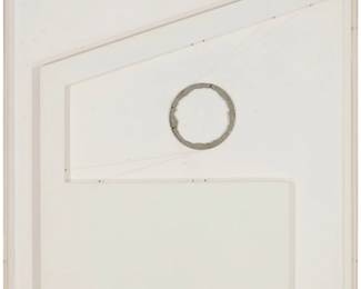 135 Loren Madsen (b. 1943) "Broken Ring (Maquette for the Gil Garfield House)," 1977 Mixed media (painted wood, metal, and string) on board Unsigned; titled partially by repute and partially from a gallery label affixed verso 24" H x 21" W Estimate: $800 - $1,200