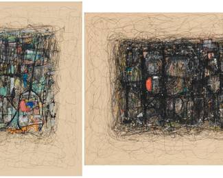 17 Aubrey John Robert Penny (1917-2000) Two works: "In Harbor," 1953; and "The R.I.," 1953 Each: ink and tempera on paper Each signed and dated in the lower right or lower left: Penny. / 53' Sight of each: 9.5" H x 7.5" W (or opposite) Estimate: $500 - $700