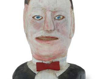 67 Attributed to Shields Landon Jones (1901-1997) "The Politician" Carved painted wood Unmarked 16.75" H x 12" W x 11.125" D Estimate: $1,500 - $2,500