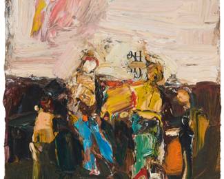 148 Dennis Hare (1946-2024) Figural abstract Oil and collage on board With the incised signature lower left: D. Hare; inscribed in red on the frame's verso: "V / Hare" 14" H x 11" W Estimate: $1,000 - $1,500