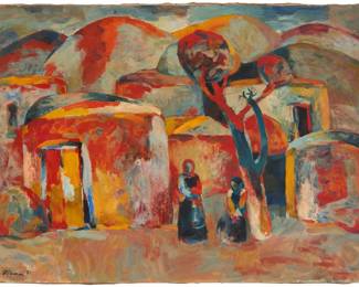 46 Minas Avetisyan (1928-1975) "Conversation," 1971 Oil on canvas Signed in Armenian and dated lower left: Minas 71; titled in Cyrillic on a certificate of authenticity 24.25" H x 32.25" W Estimate: $8,000 - $12,000