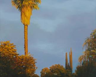 140 Glenn Ness (b. 1959) Palm in sunset Oil on canvas Appears unsigned 10" H x 8" W Estimate: $800 - $1,200
