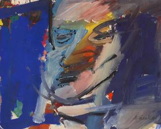30 Harold Frank (1917-1995) Portrait of a man, 1961 Tempera on board Signed lower right: H. Frank 61 17.5" H x 22.25" W Estimate: $2,000 - $3,000