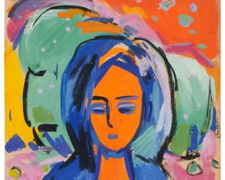 49 Minas Avetisyan (1928-1975) Portrait, 1961 Gouache on thick paper Signed in Armenian and dated lower right: Minas 61 Sheet: 7.75" H x 6.75" W Estimate: $1,500 - $2,500