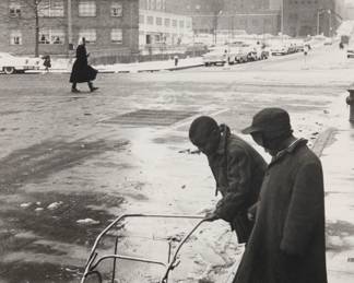 85 Henri Cartier-Bresson (1908-2004) "East Harlem, New York," from "The American Scene" series, 1965 Gelatin silver print on paper From the edition of unknown size Stamped with the Henri-Cartier-Bresson-Magnum-Photos stamp and date "1965," and titled in ink, all verso; stamped "5229 26" in blue ink and with various pencil notations, verso Image/Sheet: 9.875" H x 6.5" W Estimate: $2,000 - $3,000
