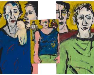 144 Judy Glantzman (b. 1956) "A Group" Enamel on Plexiglas and Masonite Appears unsigned; titled by repute 33.625" H x 59.5" W (irreg.) Estimate: $800 - $1,200