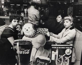 91 William Klein (1928-2022) "Office Girls & Snowman, New York," 1955 Gelatin silver print on paper From the edition of unknown size Signed, titled, dated, and inscribed in pencil, all verso: "William Klein / Office girls & snowman 1955 / Exp NX ABA," and in another hand in pencil "BK=325d PF12412" Image: 13" H x 18" W; Sheet: 16" x 20" W Estimate: $2,000 - $4,000