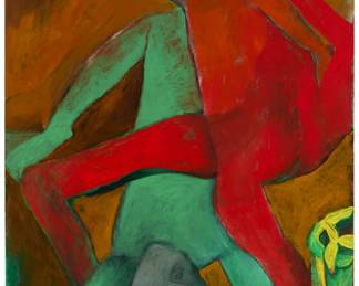 52 Ardash Kakafian (1941-1999) Entwined figures, 1996 Oil on canvas Signed and dated lower right: Ardash / 96 63.75" H x 44.75" W Estimate: $3,000 - $5,000