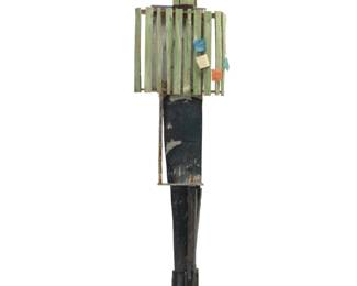 63 Charles Villiers (b. 1951) "Farm Mummy" from the "Chopwood Series," 1983 Acrylic and sand on wood Signed verso: Villiers; dated thrice with stencil; applied gallery label verso 93.5" H x 19.5" W x 9.25" D Estimate: $1,000 - $1,500