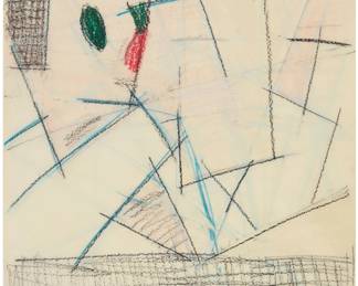 73 Michael Hurson (1941-2007) Study for "Portrait of Robert Pincus-Witten #1" Crayon on imitation vellum Signed in pencil lower right: Michael Hurson; titled by repute Sheet: 23.75" H x 19" W Estimate: $500 - $700