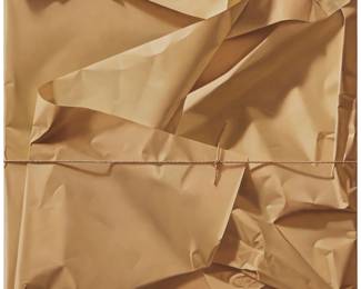 56 Yrjö Edelmann (1941-2016) Tan paper and string (untitled), 1980 Oil on canvas Signed and dated lower right: Y. Edelmann 80 47.375" H x 47.375" W Estimate: $12,000 - $18,000
