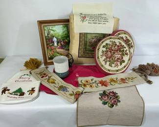 Needlepoint Linens, Floral Dcor Decorative Accents