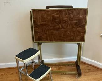 Folding TV Tray Tables And Cart and TwoStep Stool