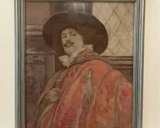 Framed The Aristocrat Silk Needlepoint Portrait Artwork