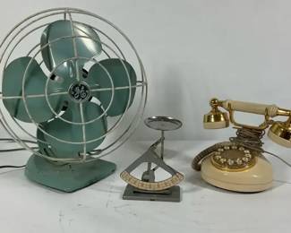 Vintage GE Desk Fan, Rotary Telephone Nautical Decor
