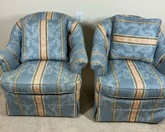 Pair of Upholstered Club Chairs with Matching Accent Pillows