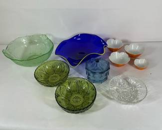 Colored Glass Bowls, Candy Dish Milk Glass Serving Pieces