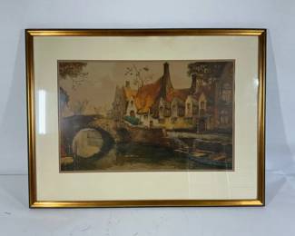 Framed Alfred Van Neste Signed European Village Artwork