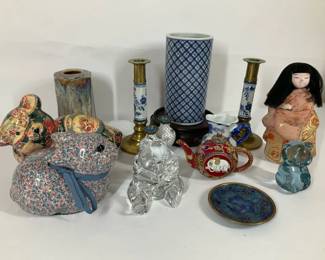Decorative Home Accents Including AsianInspired Vase, Doll Candlesticks