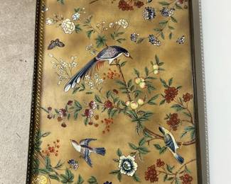 Chinoiserie Style TrayTop Accent Table and GoldTone Wall Mirror
