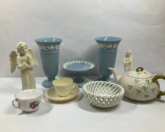 Blue Relief Ceramic Vases, Teapot Decorative Home Accents