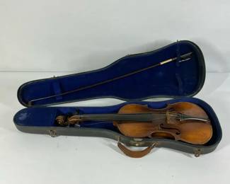 Vintage Violin Marked Josef Guarnerius with Case and Bow