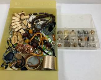 Costume Jewelry Collection with Bracelets, Beads Findings