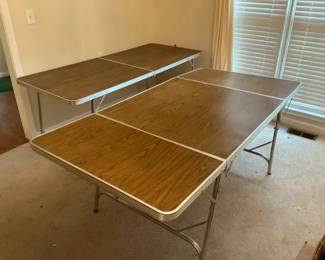 Set of Two Folding Banquet Tables with Woodgrainlooking Tops