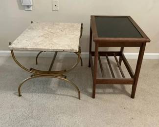 MarbleTop Accent Table and Wood Side Table