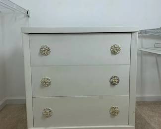 White ThreeDrawer Chest with Decorative Floral Pulls