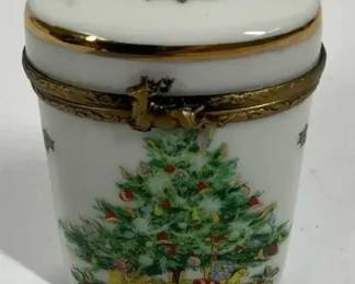 Rochard Limoges France Christmas Tree Porcelain Trinket Box