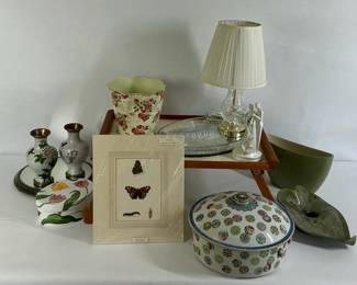 Decorative Home Accents Including Cloisonn Vases Butterfly Art
