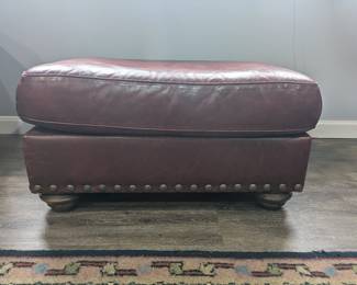 Red Brown Leather Ottoman