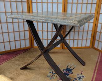 Metal and Stone Outdoor Table