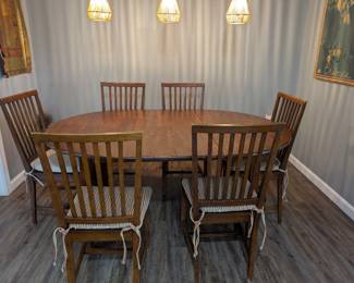 Dining Table with Leaf and Six Chairs