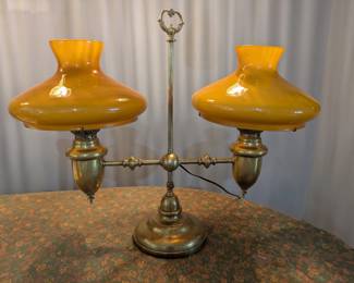 Brass Victorian Style Lamp - Retrofitted for Electric