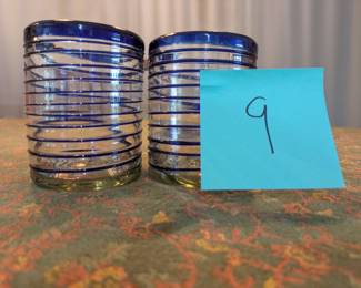 Clear and Blue Glasses, Set of 2