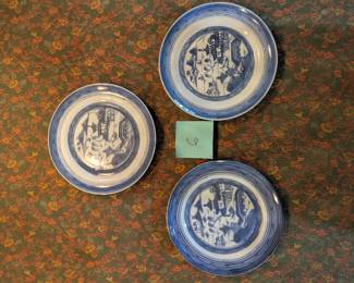 Canton Style Blue and White Plates