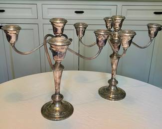 Silverplate Five-Arm Candelabras