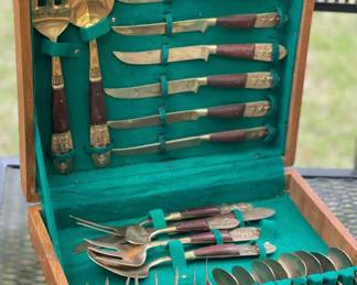 Vintage Siam Buddha Brass Thai Flatware