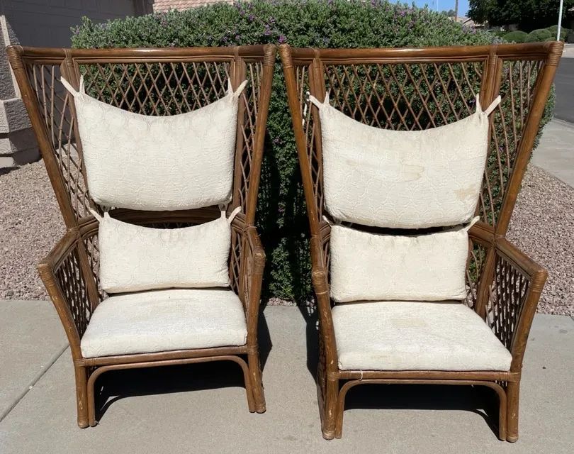 001 2 Vintage Rattan Chairs  Unique Style