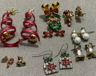 Christmas Collection Of Earrings Pins