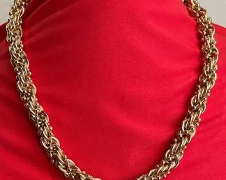 Monet Large Gold Colored Statement Necklace New