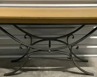 Side Table Heavy Metal Legs Wooden Top