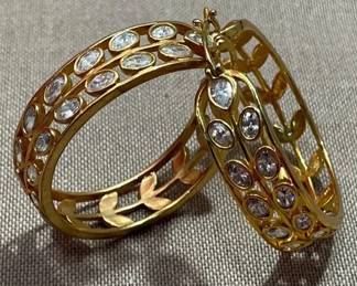 Leaf Design Large Hoop Earrings