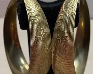 Large BronzeGold Colored Hoop Earrings Pierced