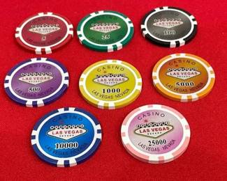 Las Vegas Souvenir Chips Various Amounts NO VALUE But We Can Dream