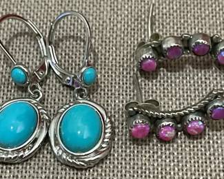 Two Pair Of Southwest Style Earrings Pierced