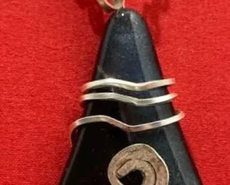Unique Artist Crafted Geometric Stone Pendant Necklace