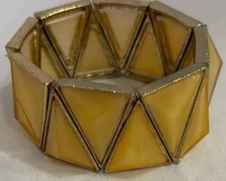 Geometric Design Cream Stone Bangle